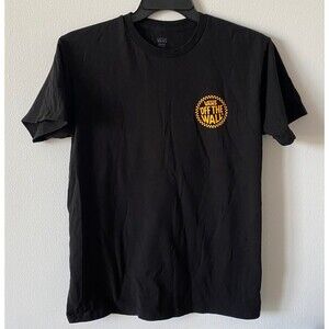 Vans Off The Wall T-Shirt Men’s M Black Yellow Double Sided Skate Graphic Tee